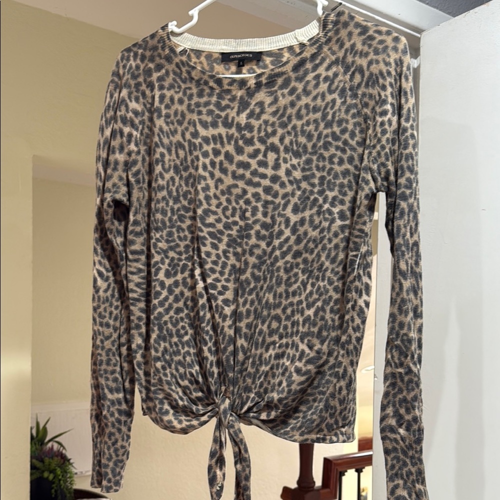 Olivaceous Cream Long Sleeve Tie Front Blouse